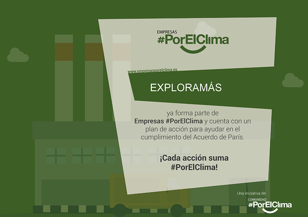 Exploramás se une a la Comunidad por el Clima como empresa que lucha contra el cambio climático y promueve prácticas sostenibles para fortalecer equipos. Se trata de una comunidad de Empresas que se comprometen a poner en marcha acciones dirigidas a frenar la emergencia climática y la reducción de emisiones de CO2.